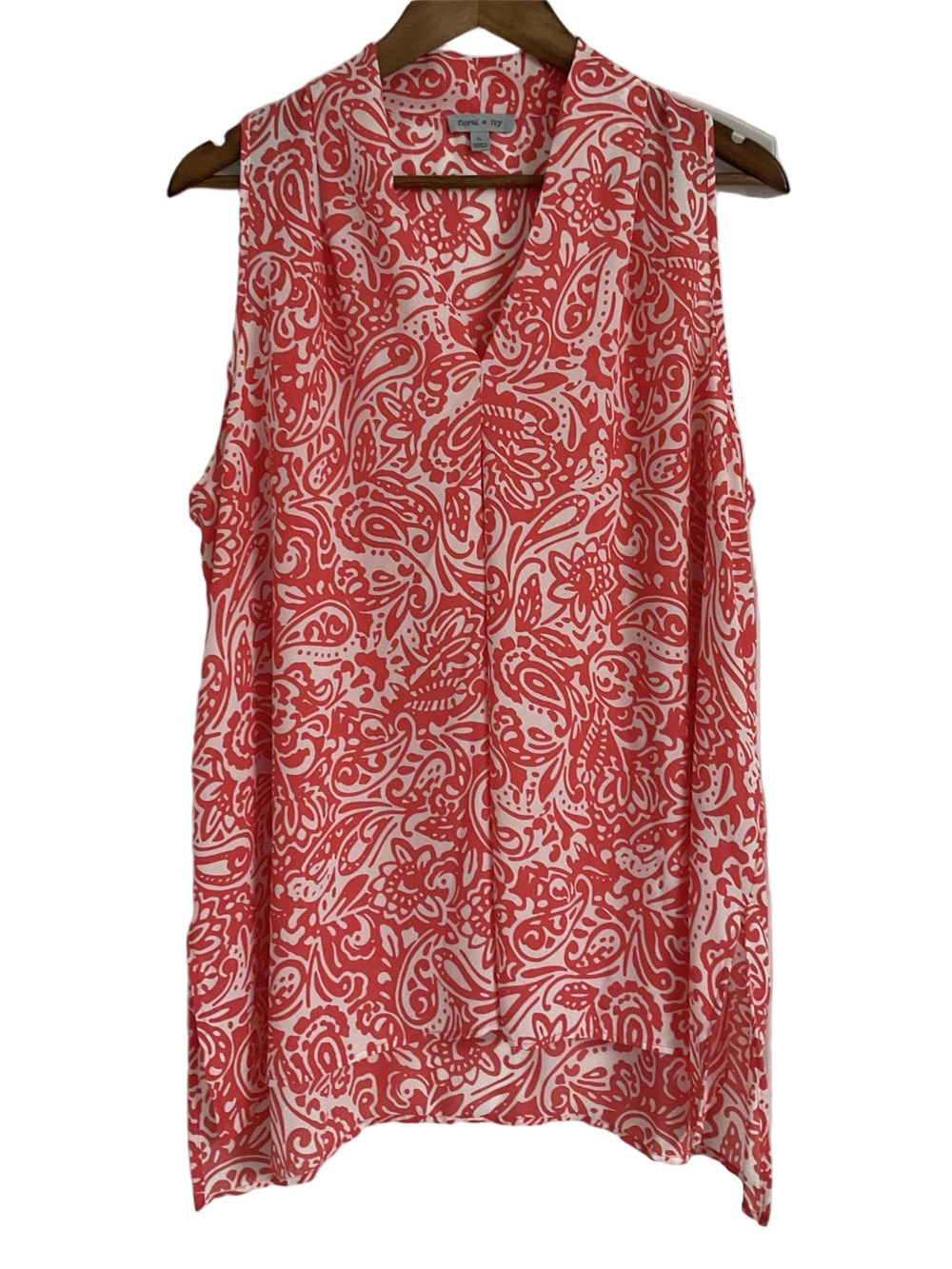 Floral & Ivy Pink Paisley Sleeveless V-Neck Blouse Size XL